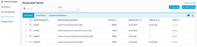 Prices - Product Catalogue 